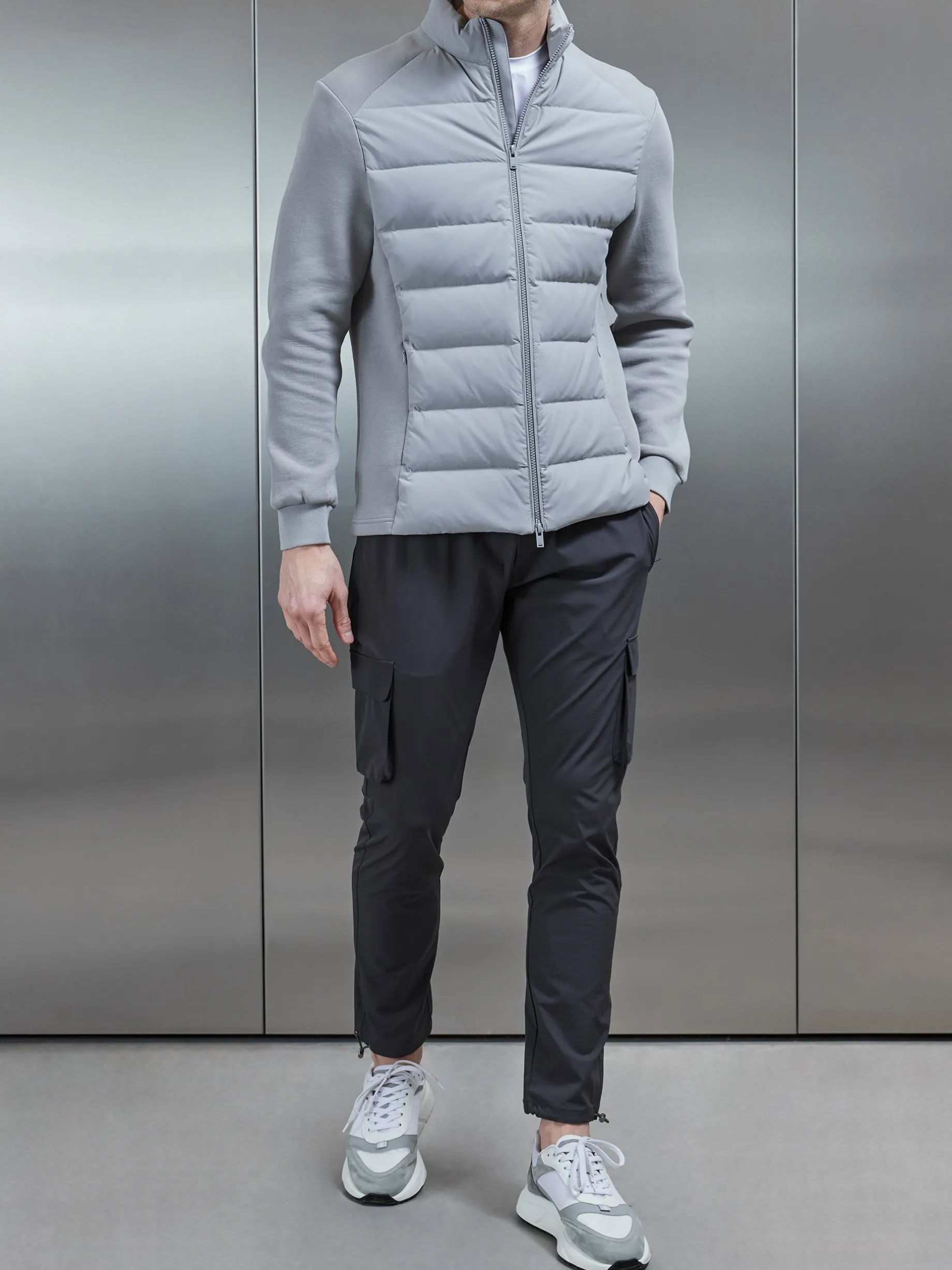 Active Hybrid Puffer Jacket - Mid Grey