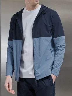 Active Technical Colour Block Windbreaker - Navy Light Blue