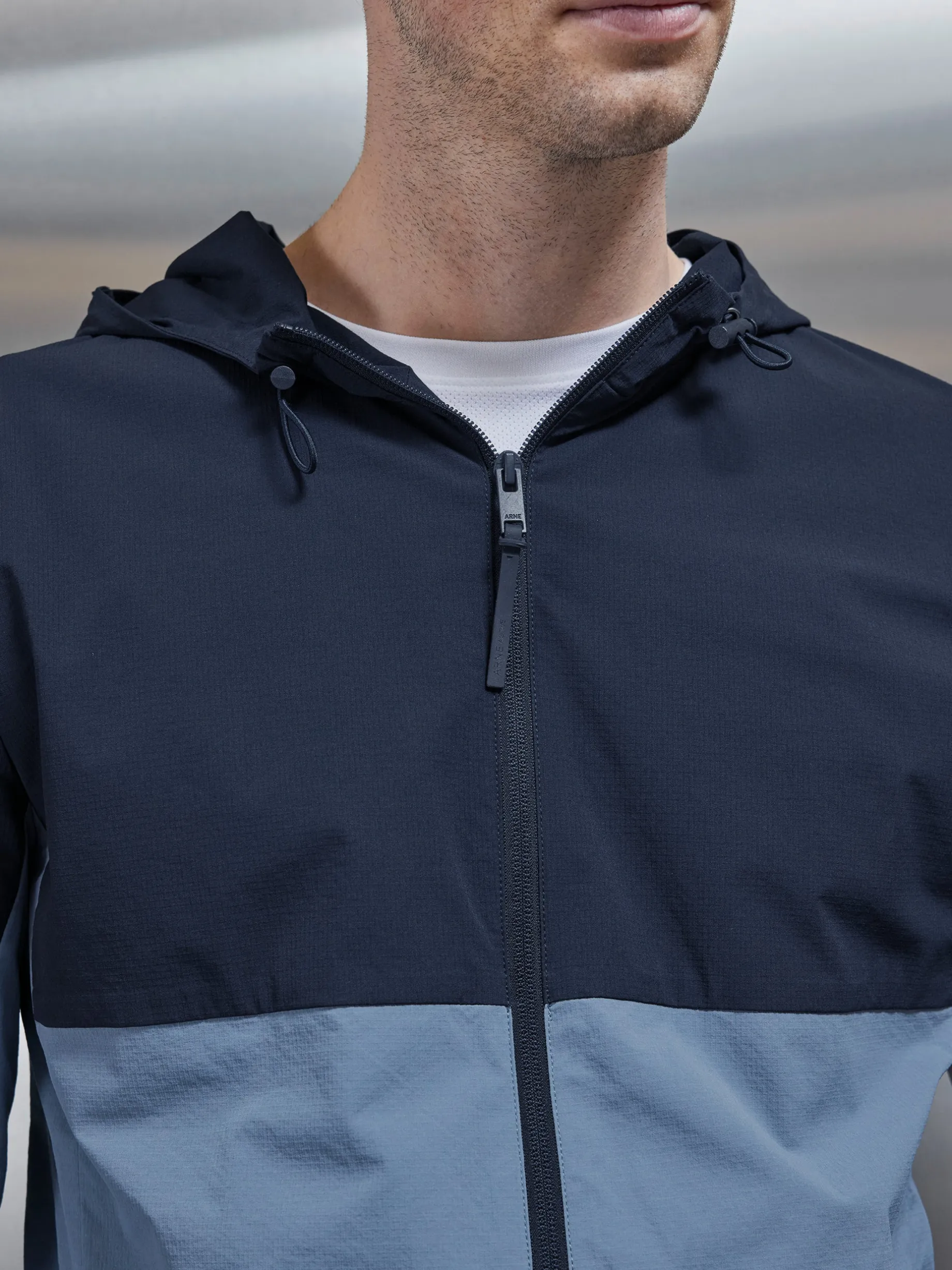 Active Technical Colour Block Windbreaker - Navy Light Blue