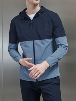 Active Technical Colour Block Windbreaker - Navy Light Blue