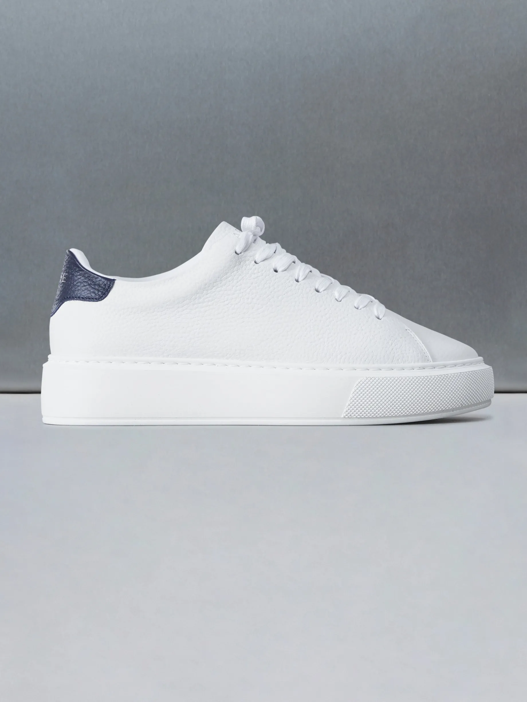 Basic Essential Leather Trainer - White Navy