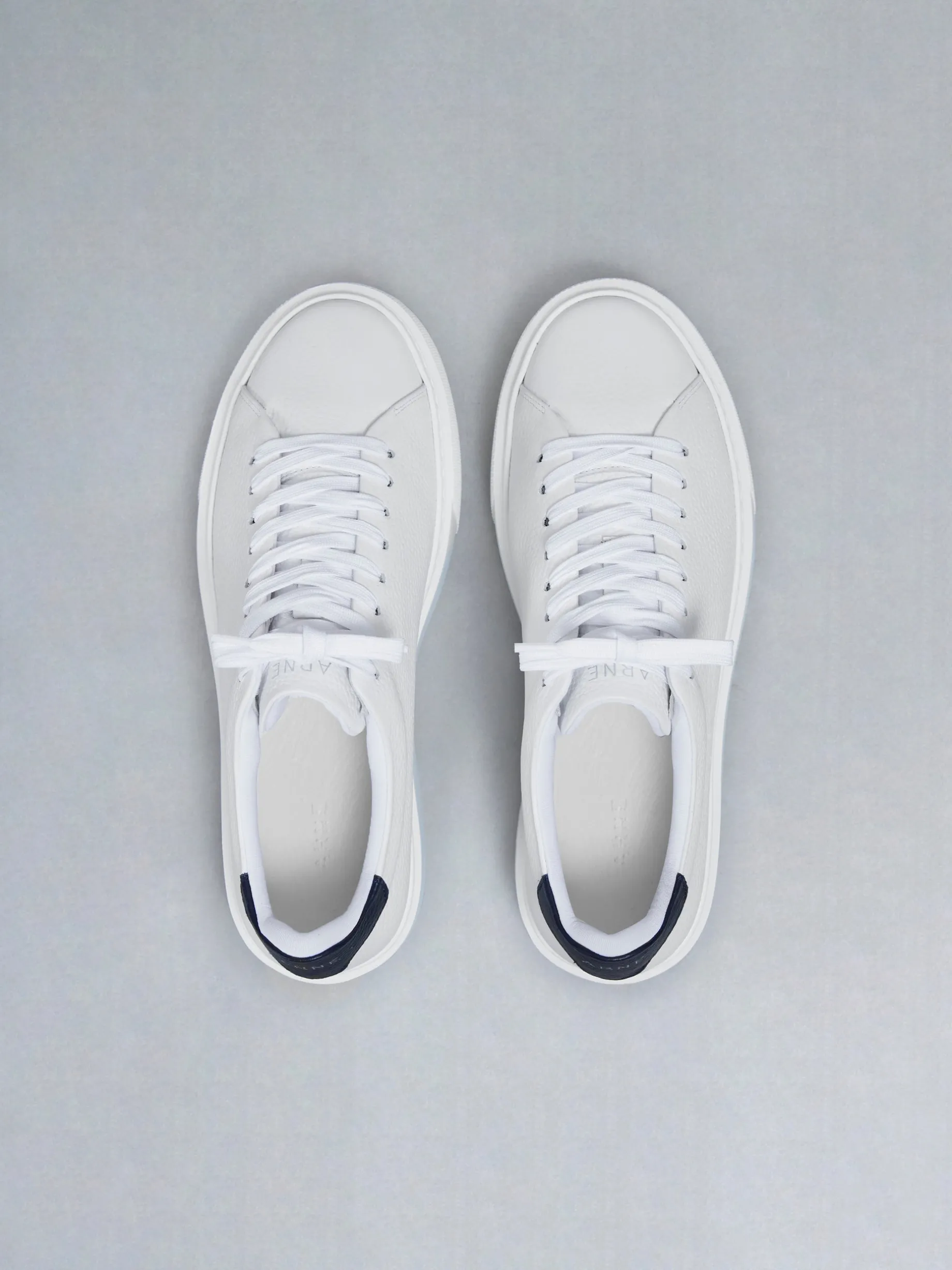Basic Essential Leather Trainer - White Navy