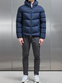 Chevron Puffer Jacket - Navy