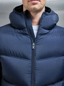 Chevron Puffer Jacket - Navy