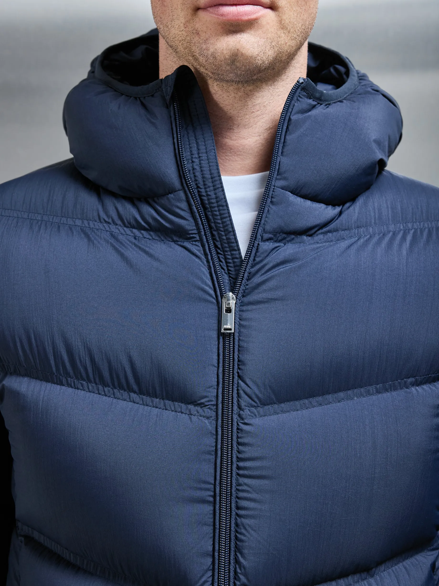 Chevron Puffer Jacket - Navy