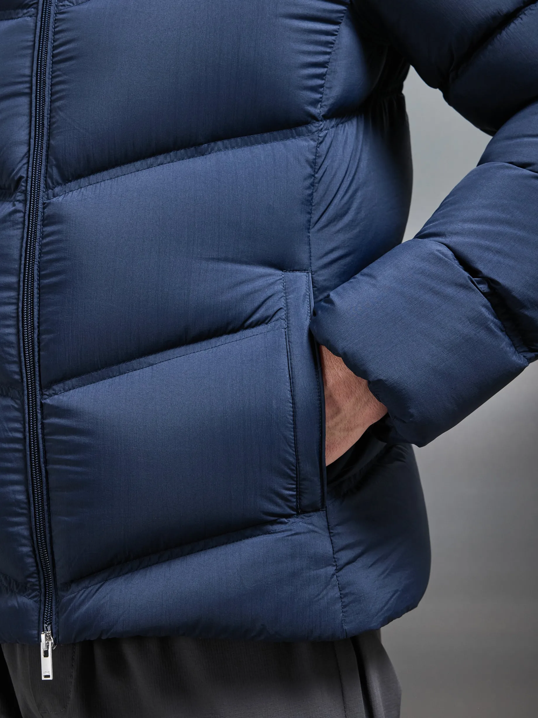 Chevron Puffer Jacket - Navy