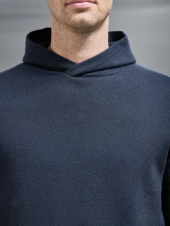 Chunky Knitted Pull Over Hoodie - Navy