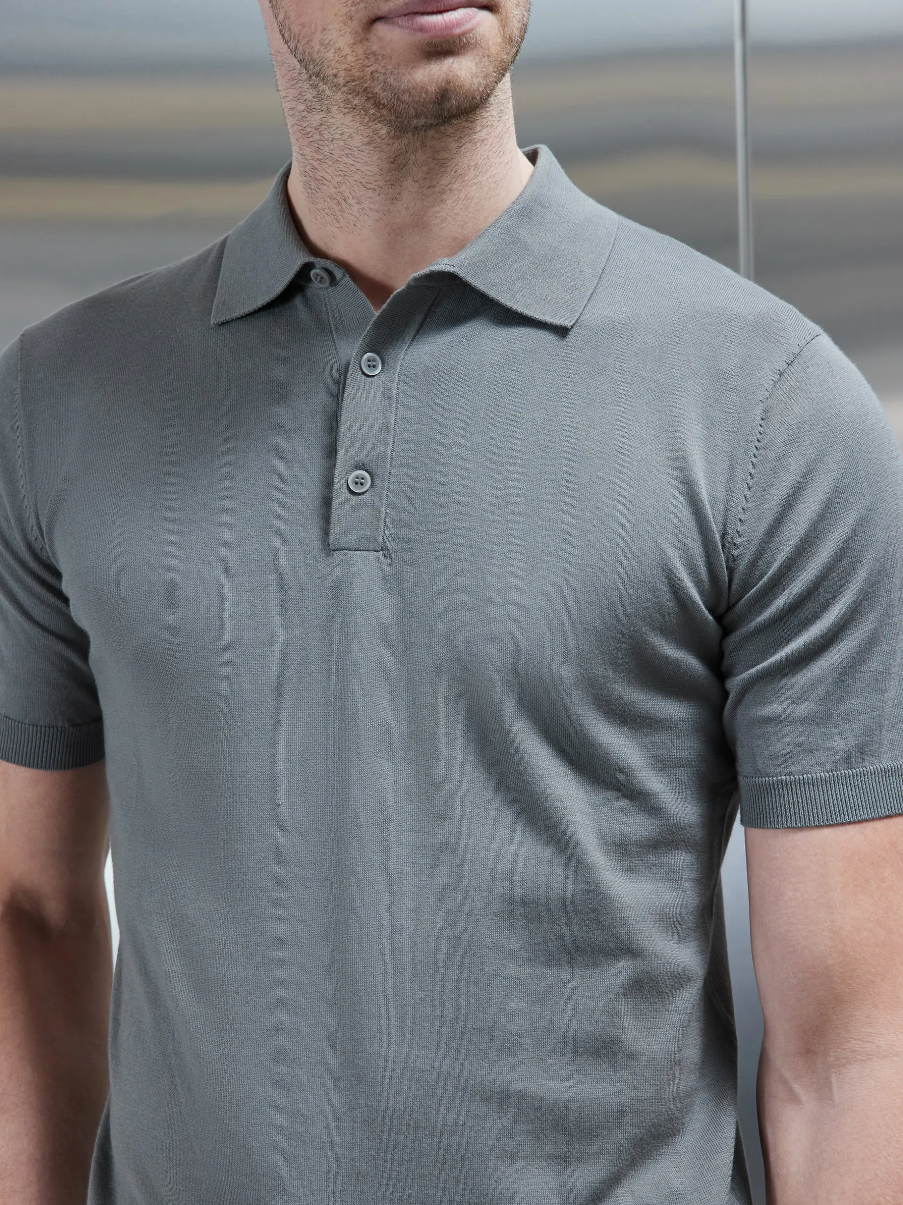 Cotton And Silk Polo Shirt - Sage
