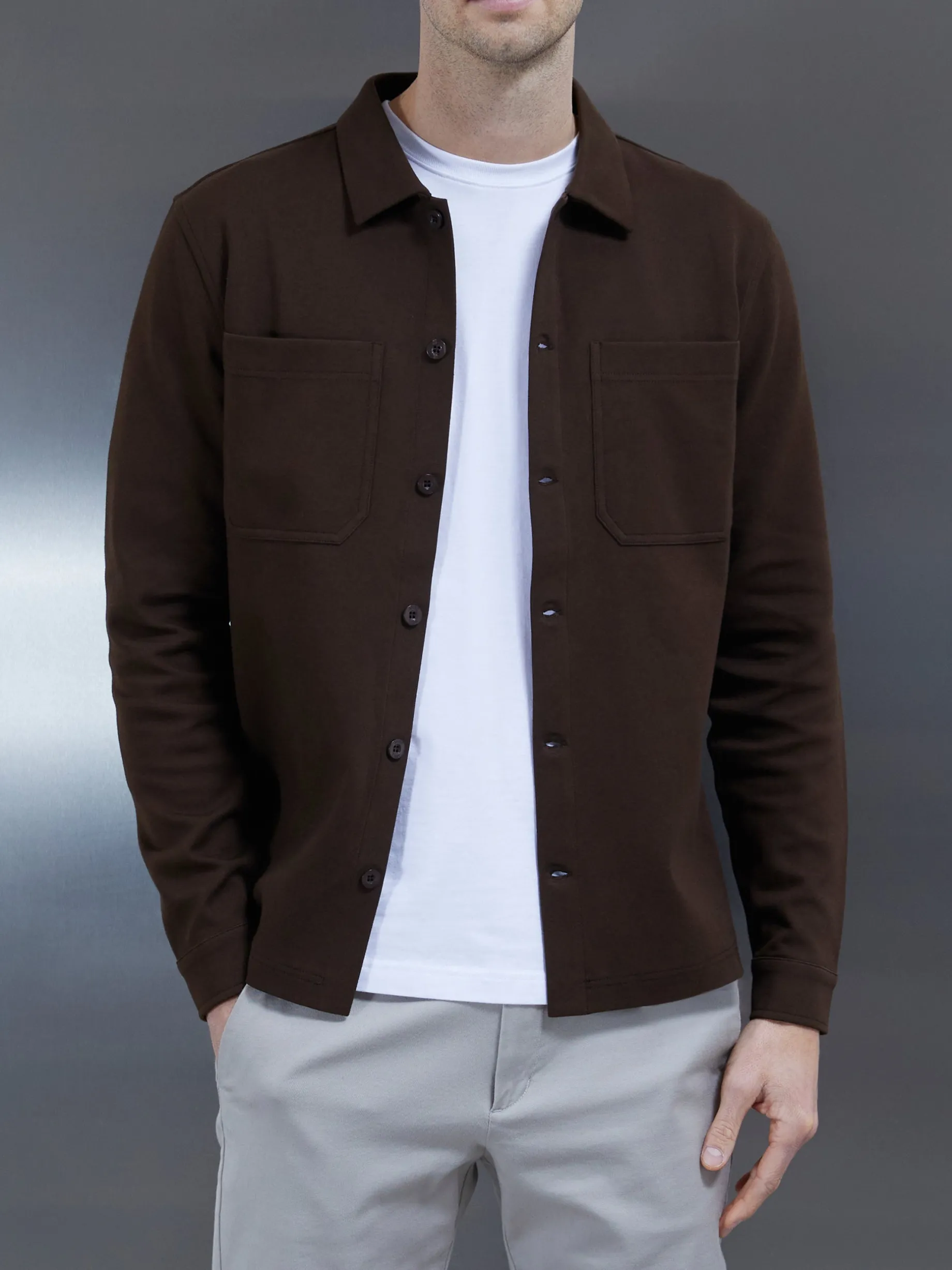Cotton Jersey Overshirt - Brown