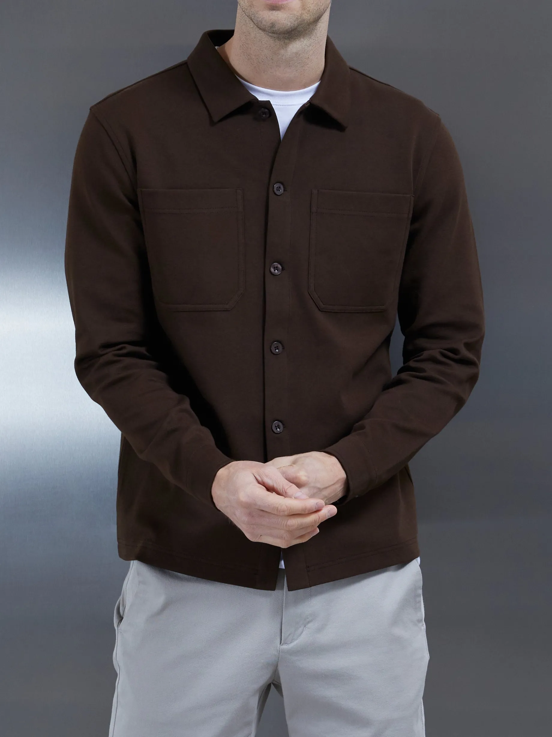 Cotton Jersey Overshirt - Brown