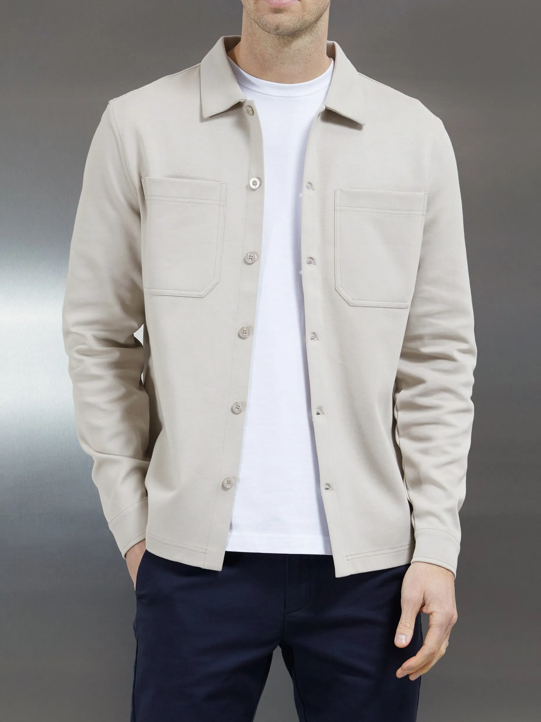 Cotton Jersey Overshirt - Stone