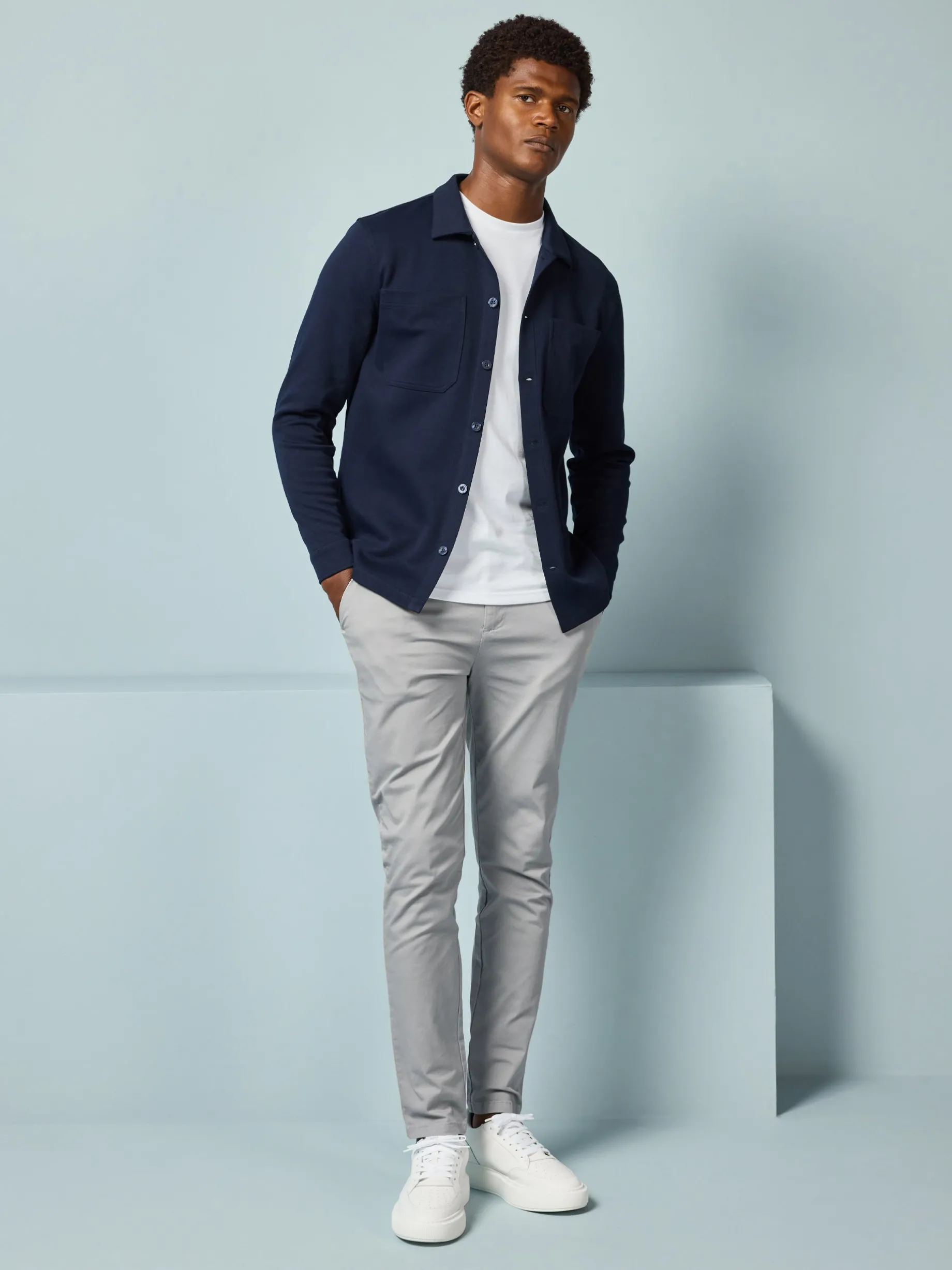 Cotton Jersey Overshirt - Navy