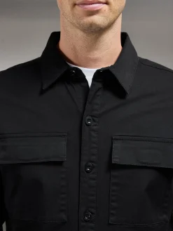 Cotton Pocket Overshirt - Black