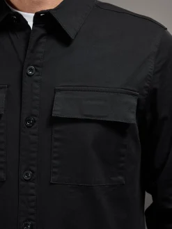 Cotton Pocket Overshirt - Black