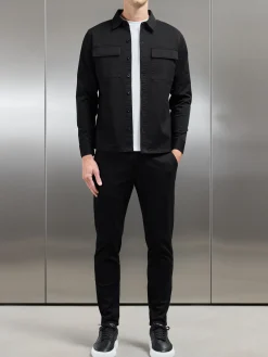 Cotton Pocket Overshirt - Black