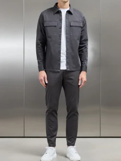 Cotton Pocket Overshirt - Grey