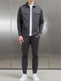 Cotton Pocket Overshirt - Grey