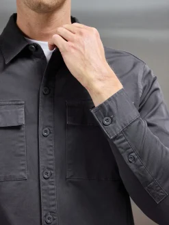 Cotton Pocket Overshirt - Grey