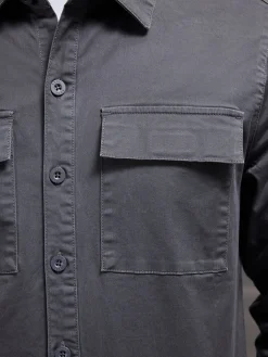 Cotton Pocket Overshirt - Grey