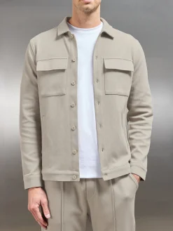 Cotton Twill Overshirt - Stone