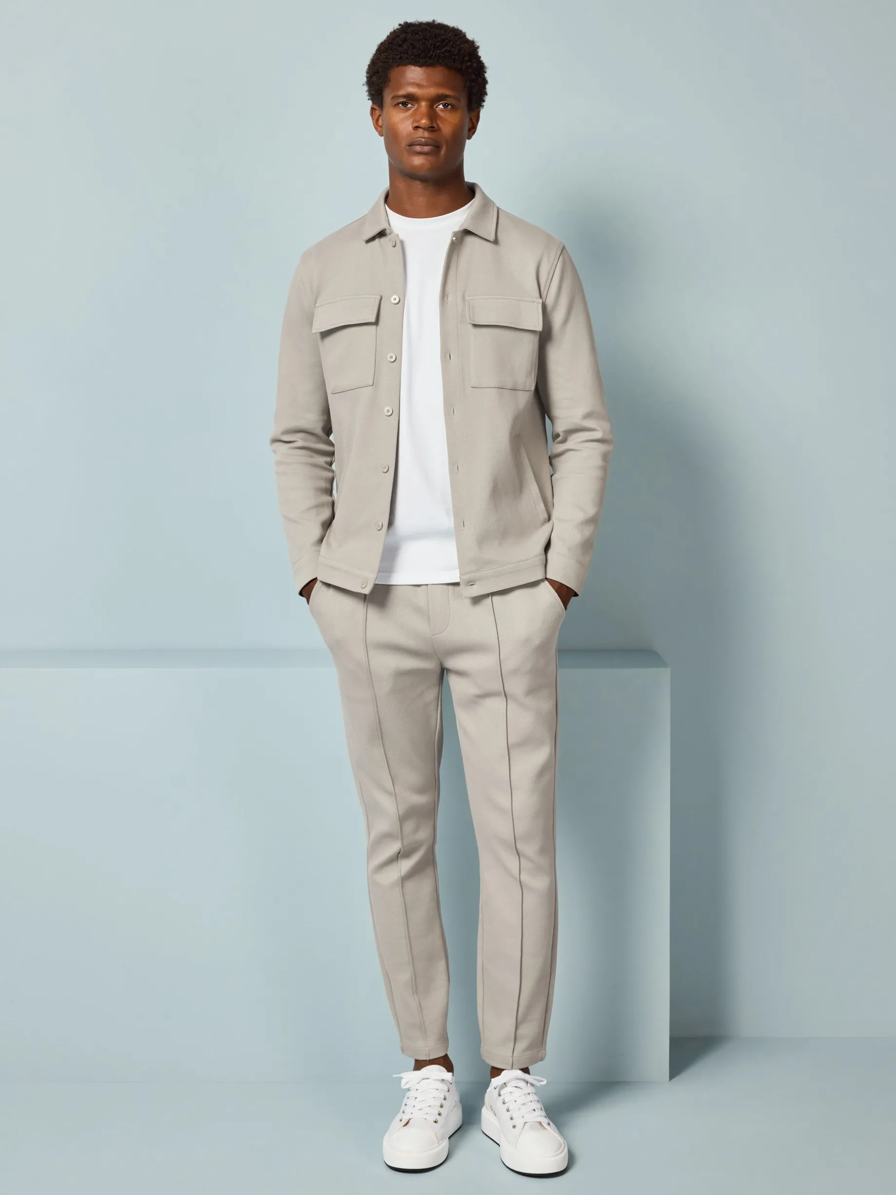 Cotton Twill Overshirt - Stone