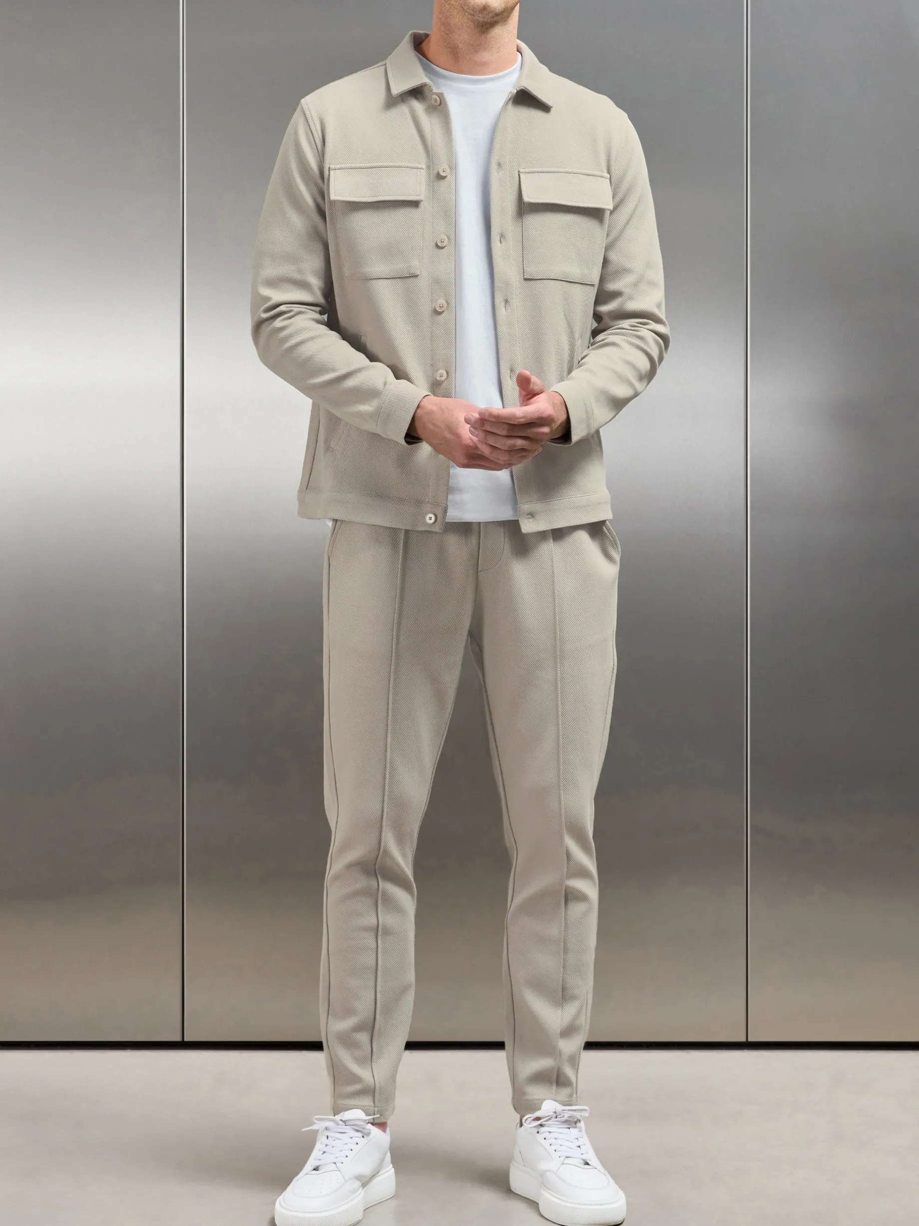 Cotton Twill Overshirt - Stone