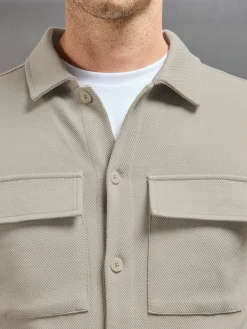 Cotton Twill Overshirt - Stone
