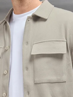 Cotton Twill Overshirt - Stone