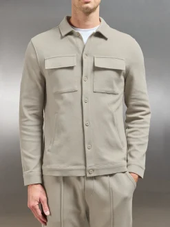 Cotton Twill Overshirt - Stone