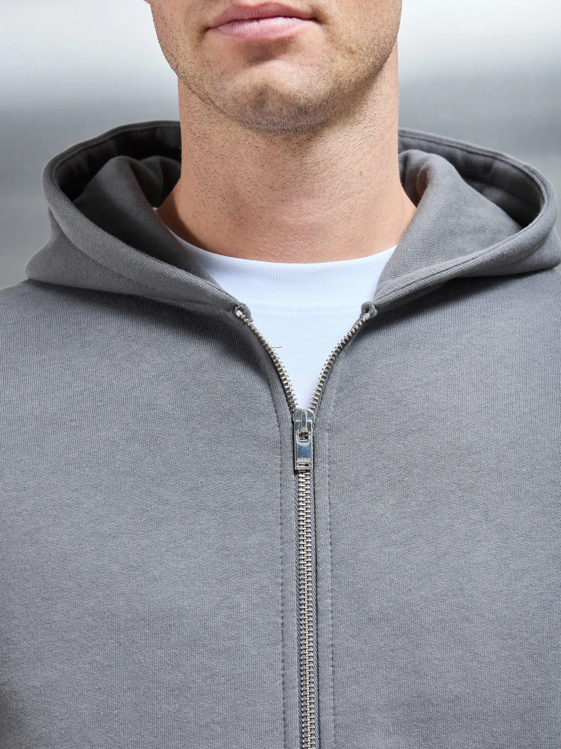 Essential Relaxed Fit Zip Through Hoodie - Grey