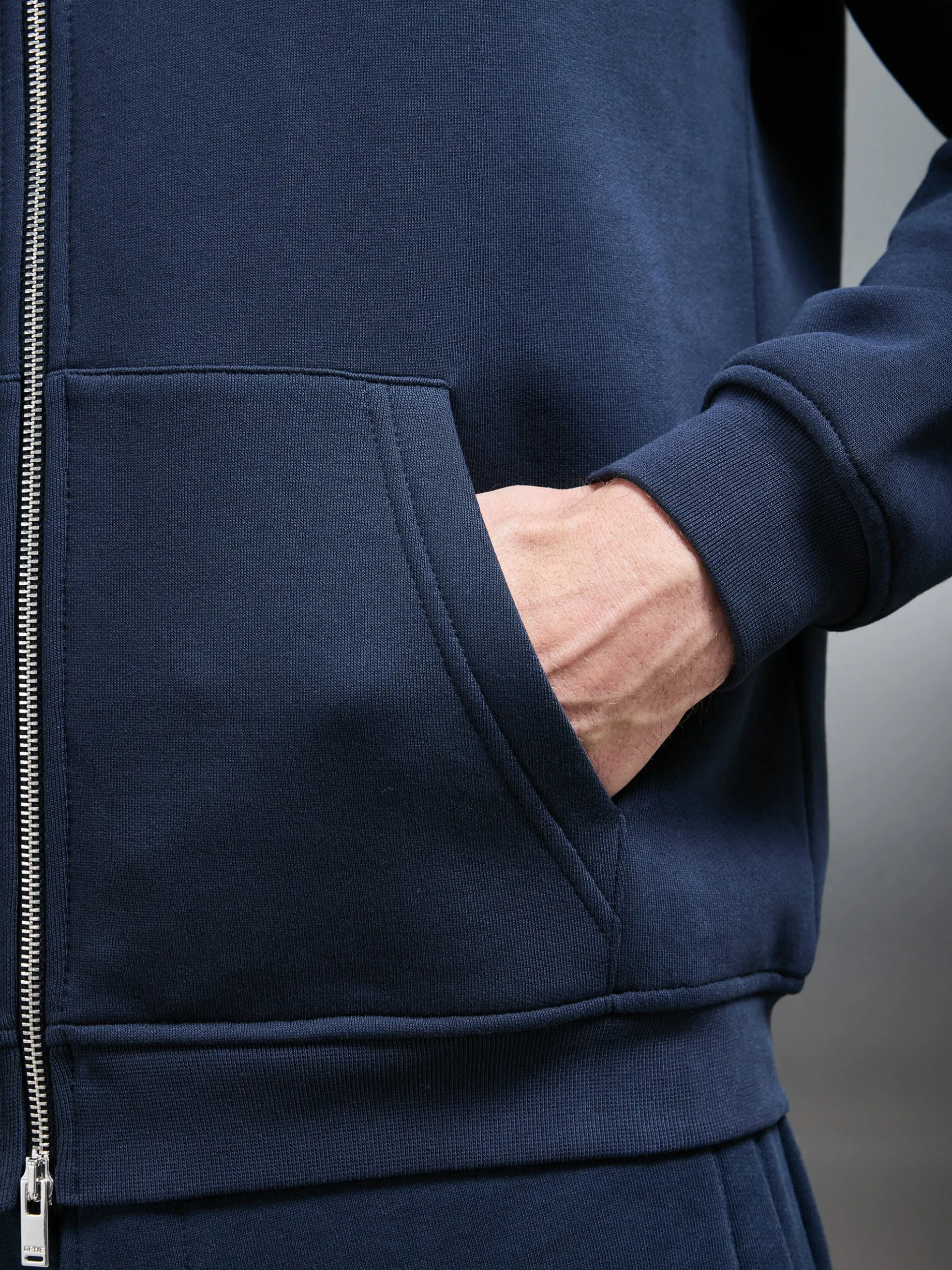 Essential Relaxed Fit Zip Through Hoodie - Navy