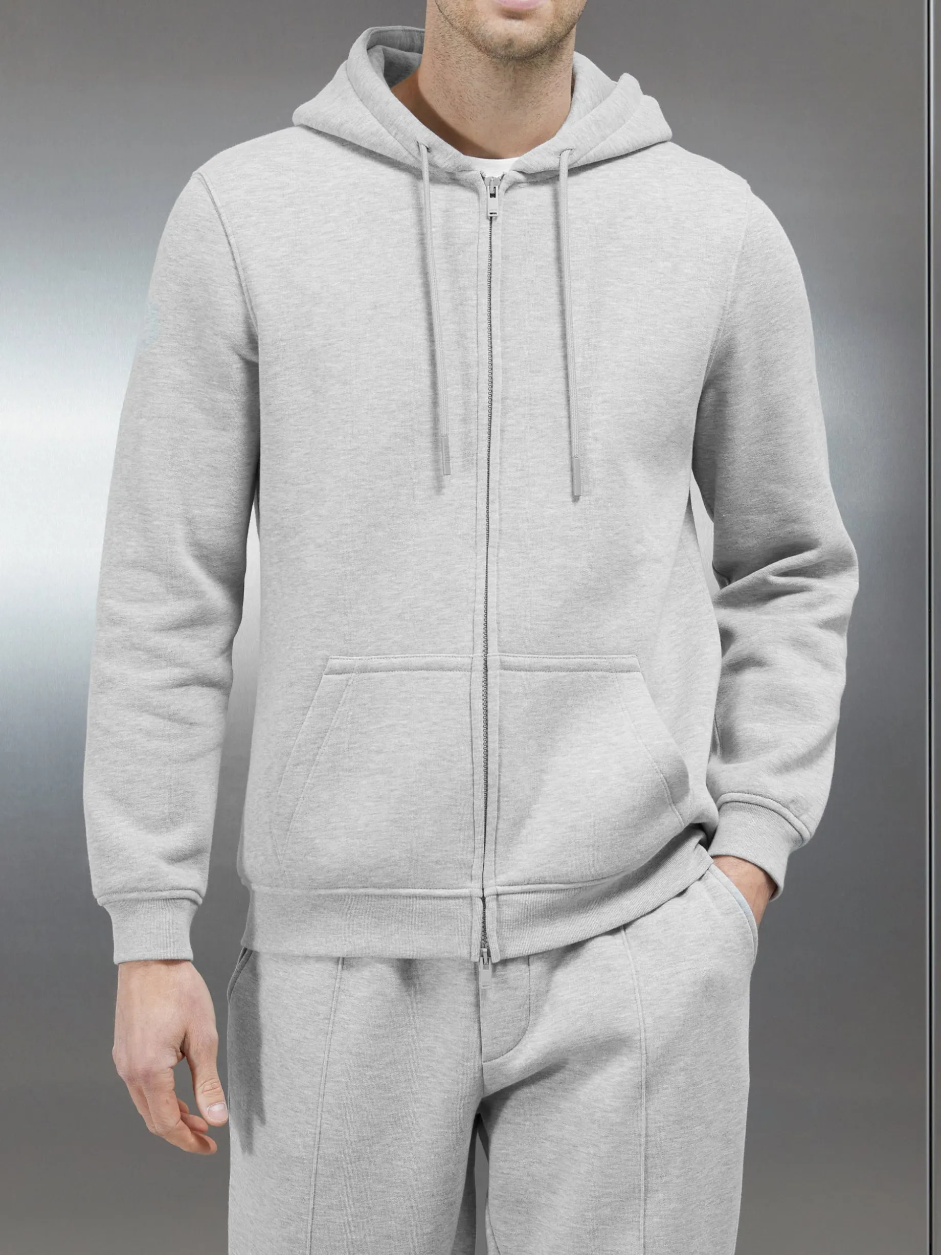 Essential Zip Through Hoodie - Marl Grey