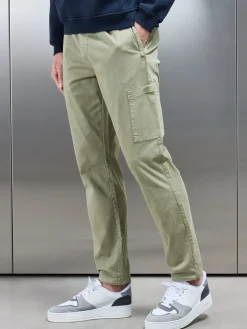 Garment Dye Cotton Cargo Pant - Olive