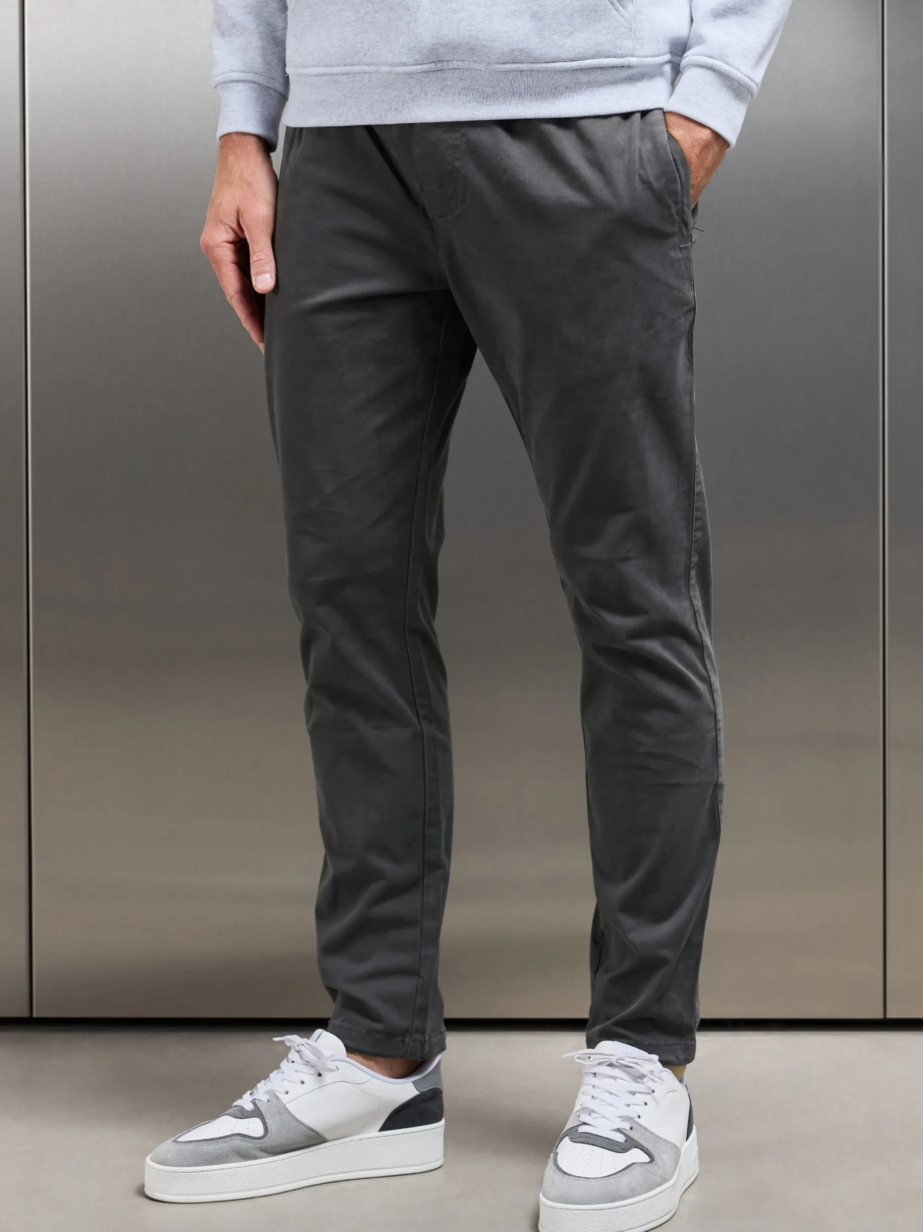 Garment Dye Cotton Trouser - Grey