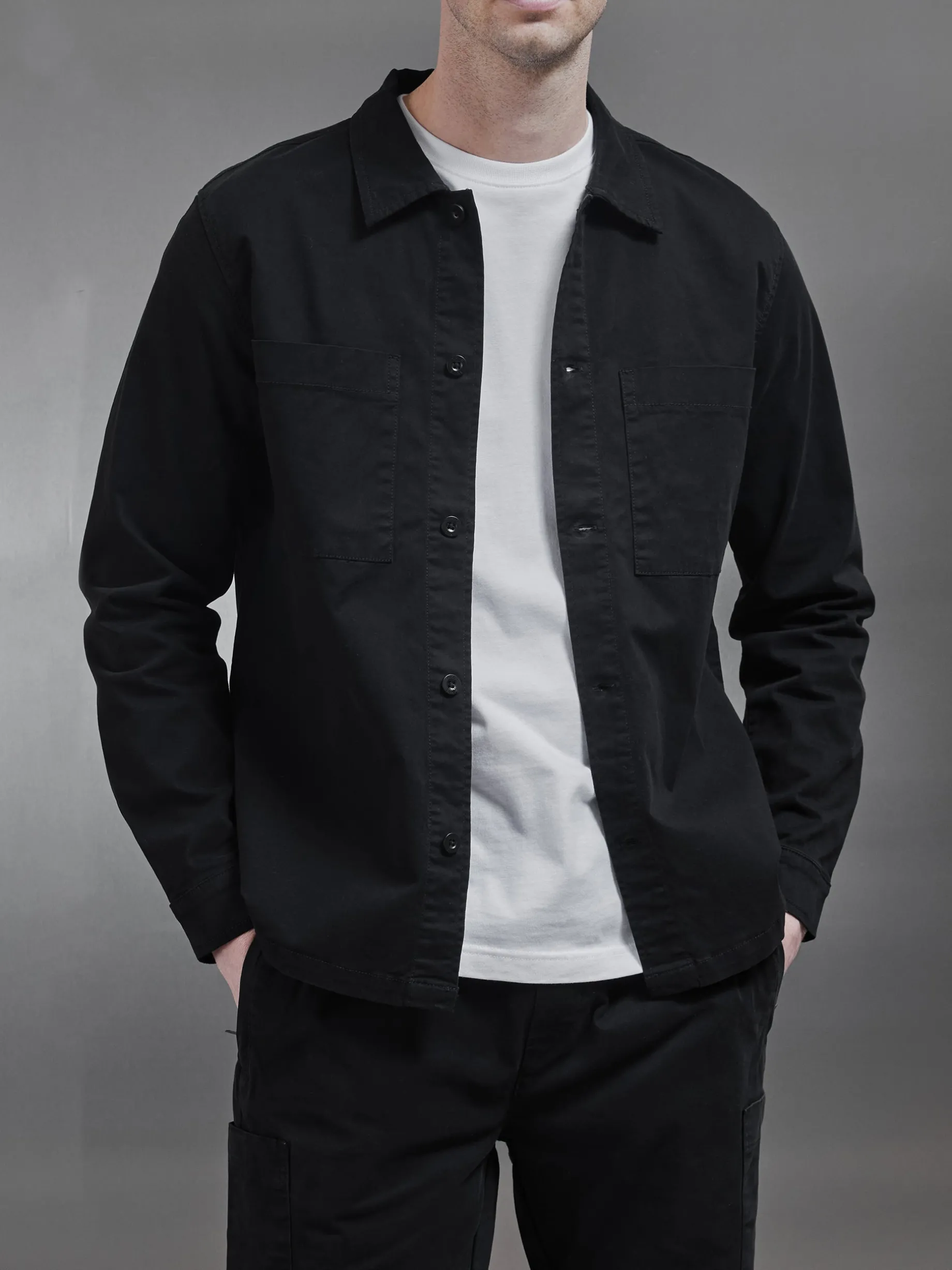 Garment Dye Overshirt - Black