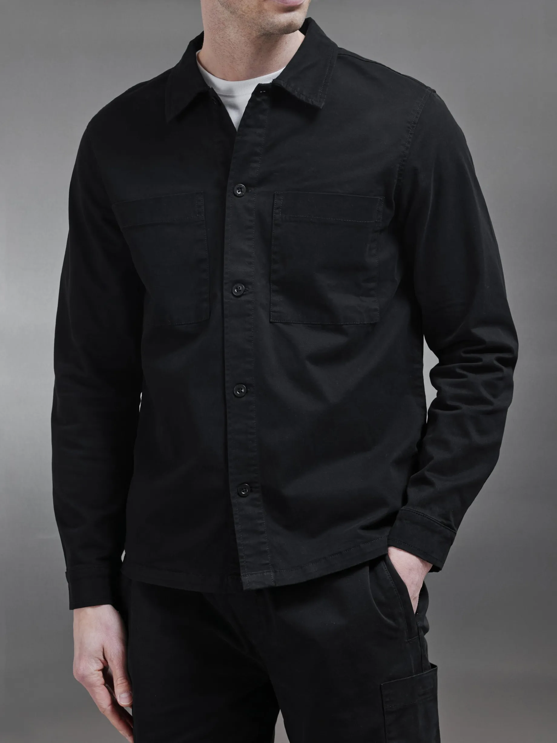 Garment Dye Overshirt - Black