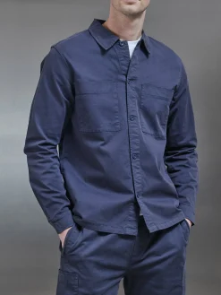 Garment Dye Overshirt - Navy