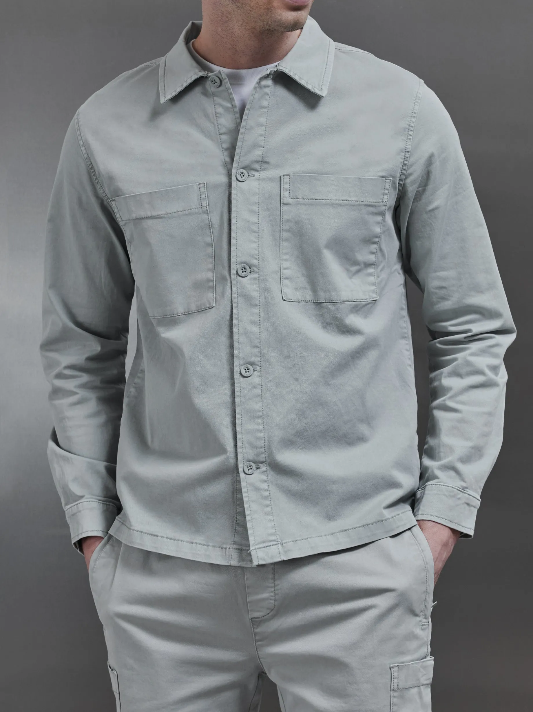Garment Dye Overshirt - Stone