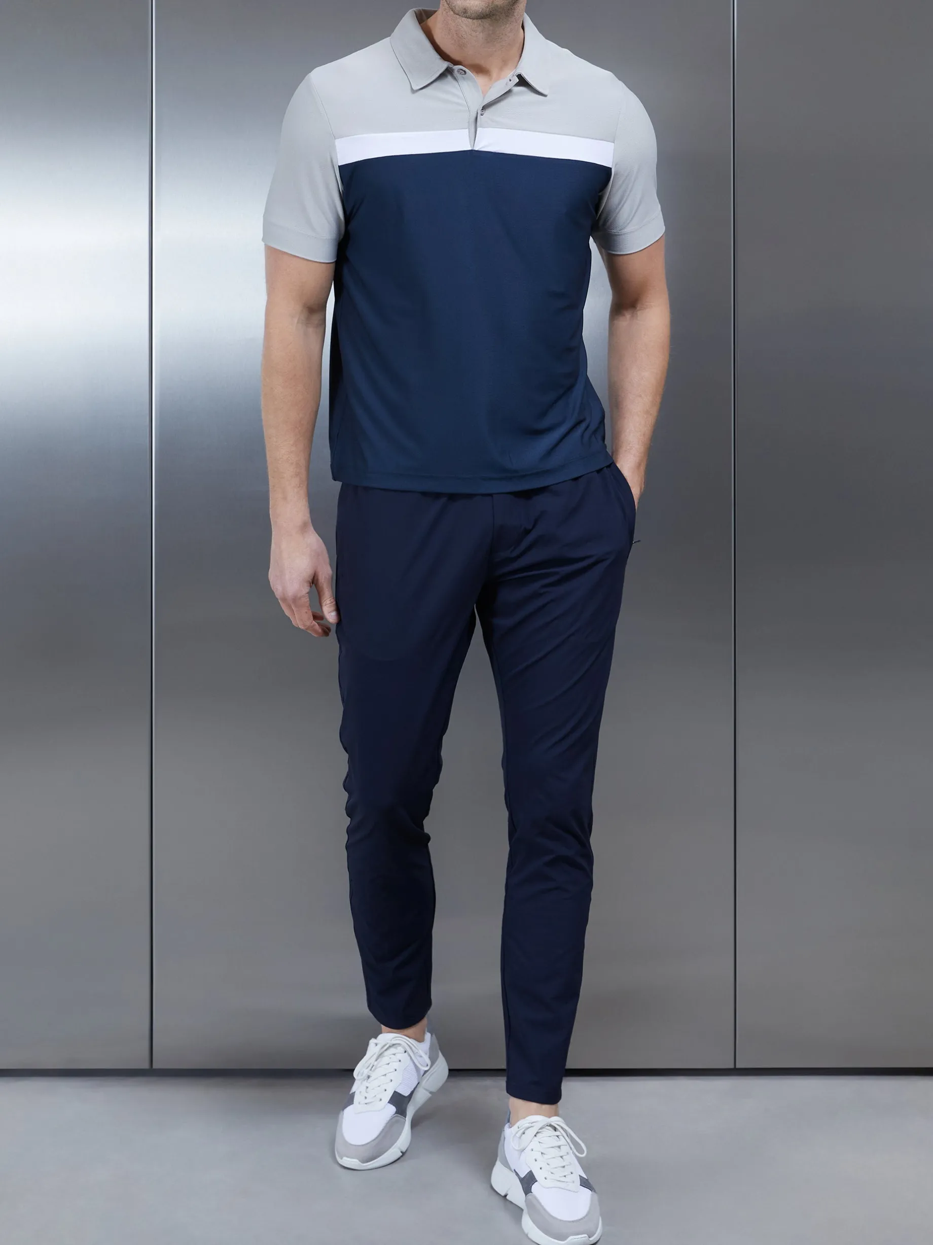 Golf Colour Block Polo Shirt - Navy