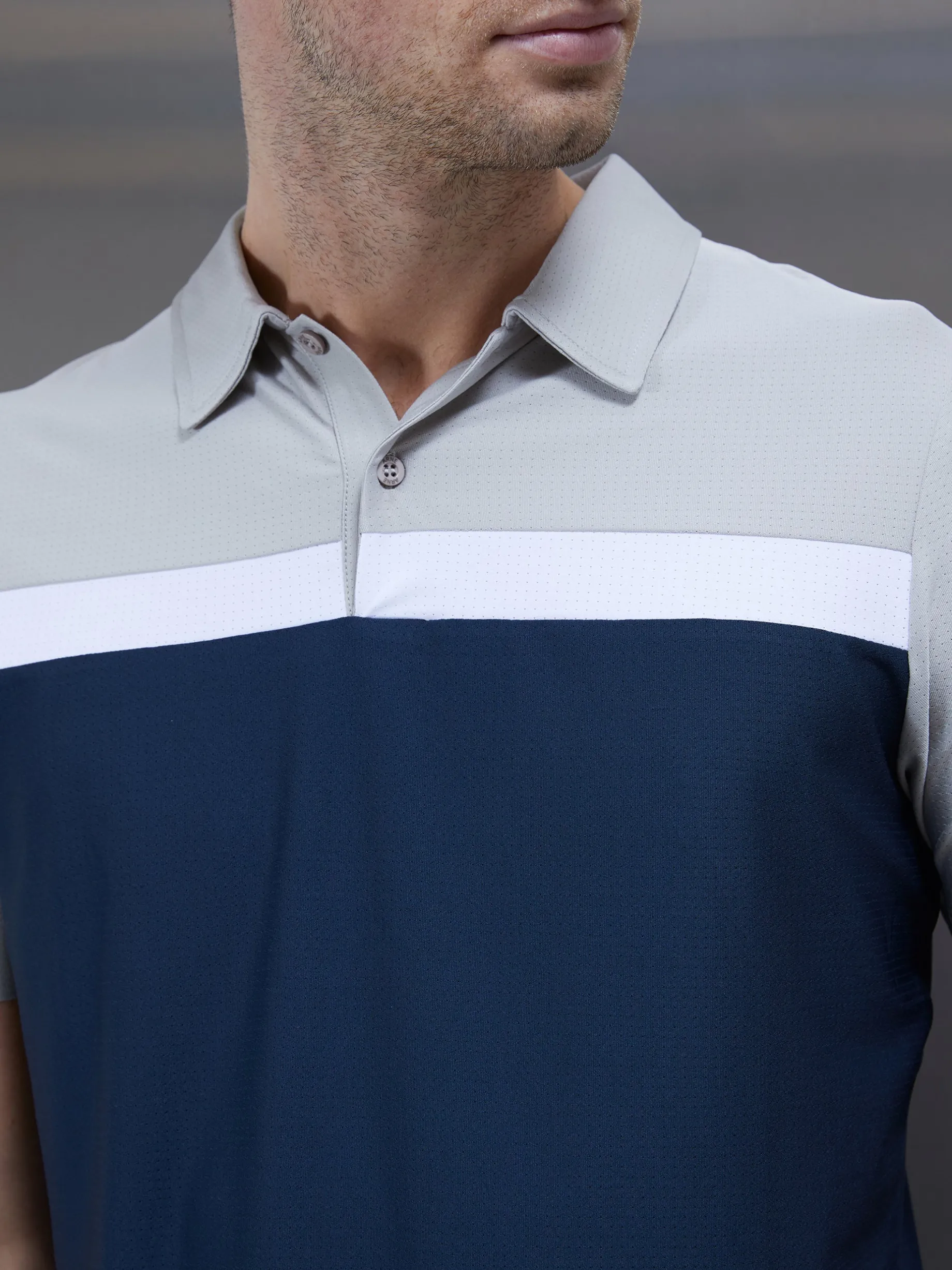 Golf Colour Block Polo Shirt - Navy