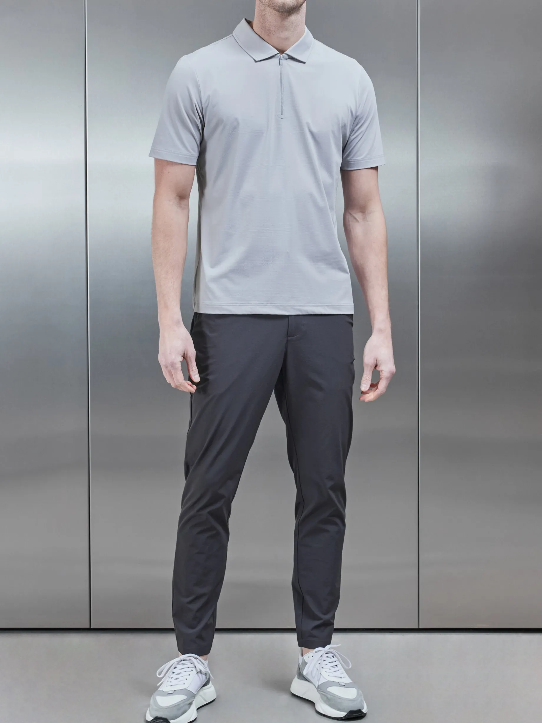 Golf Technical Zip Polo Shirt - Mid Grey