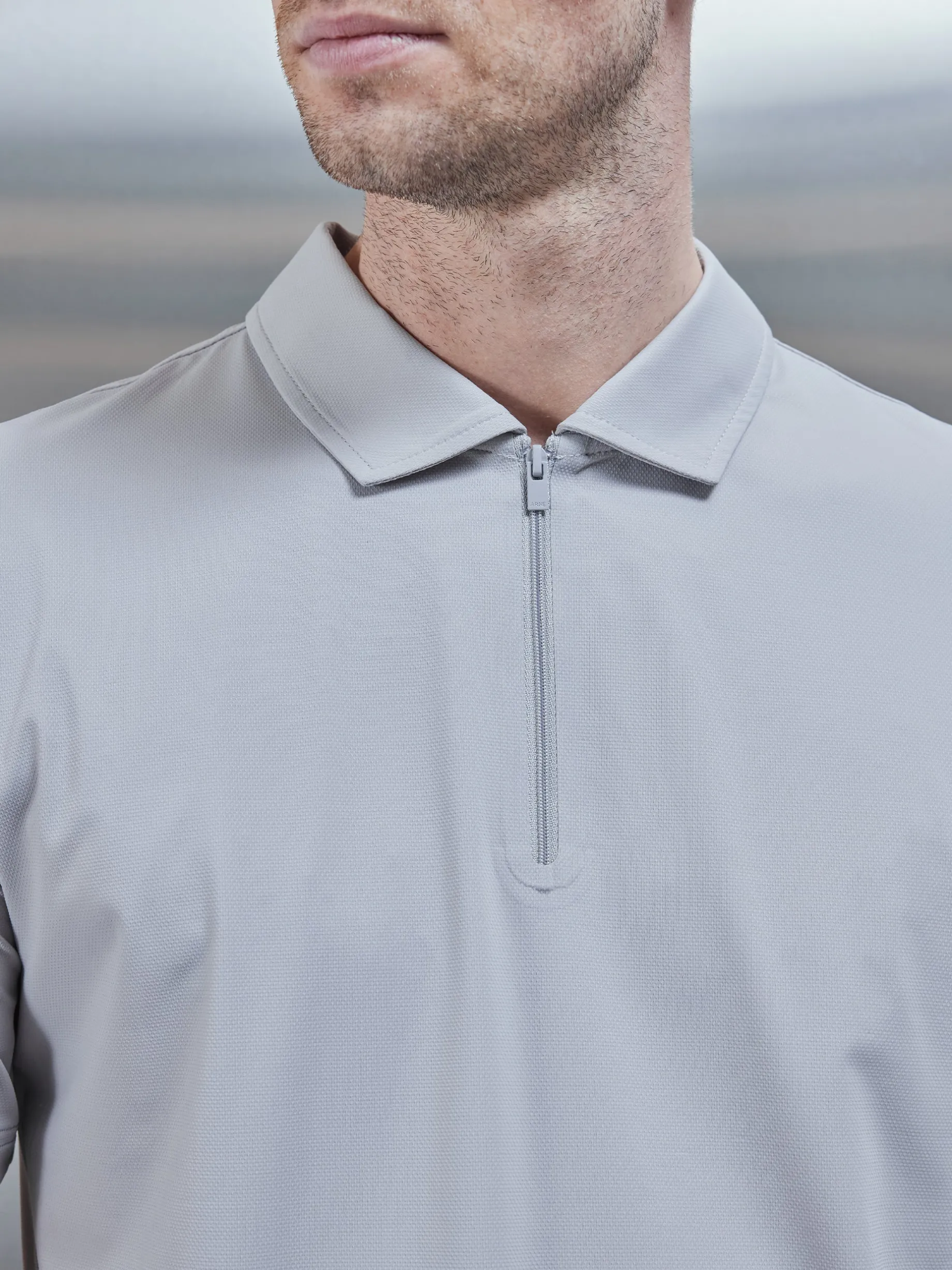 Golf Technical Zip Polo Shirt - Mid Grey
