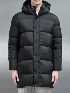 Goose Down Mid Length Jacket - Black