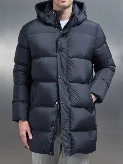 Goose Down Mid Length Jacket - Navy