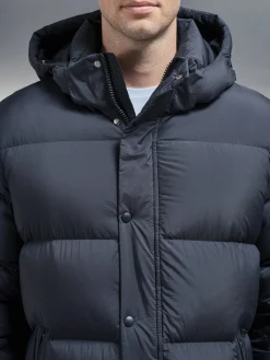 Goose Down Mid Length Jacket - Navy