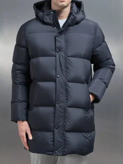 Goose Down Mid Length Jacket - Navy