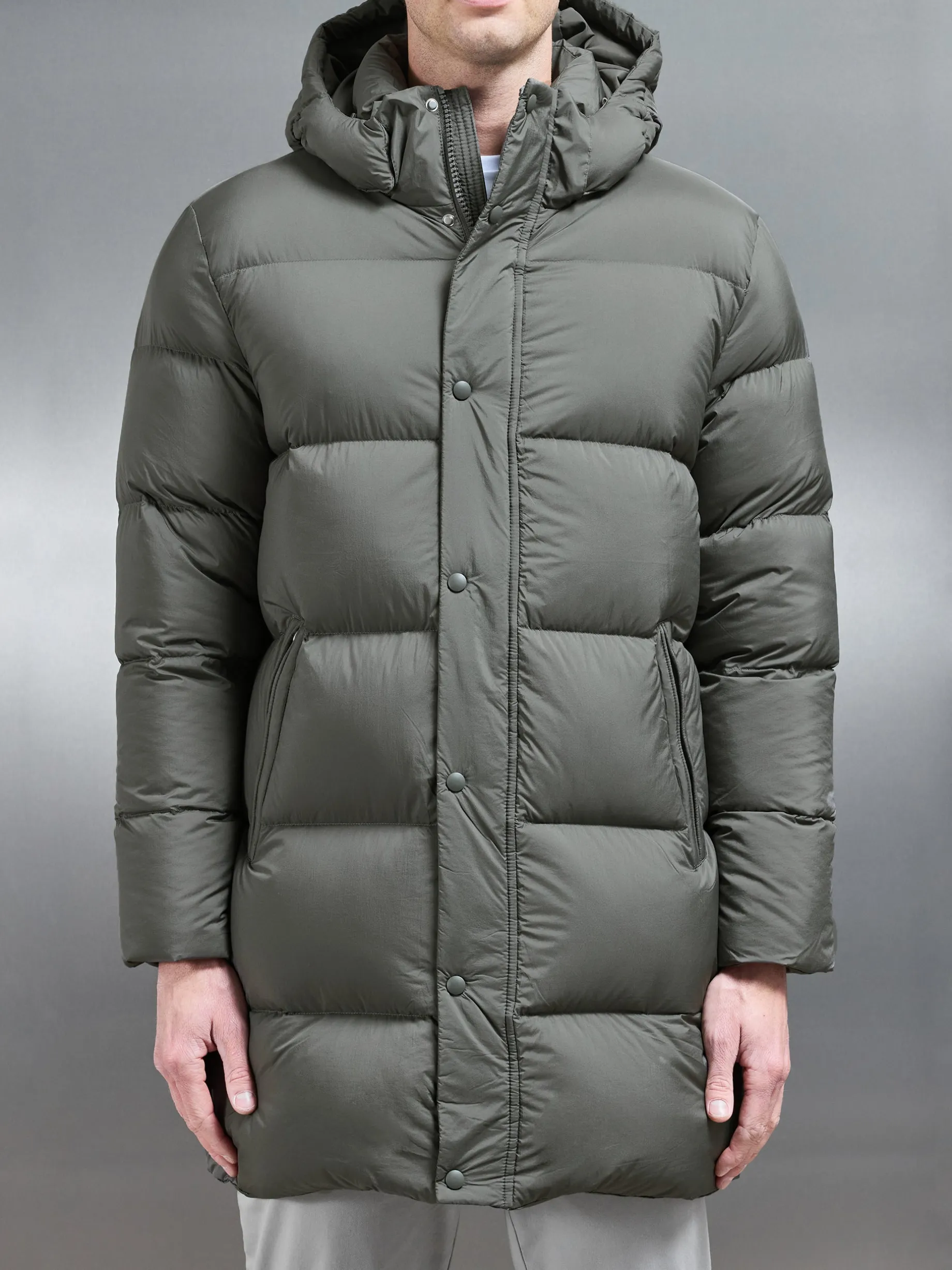 Goose Down Mid Length Jacket - Olive