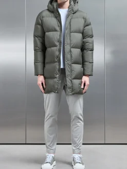 Goose Down Mid Length Jacket - Olive