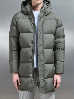 Goose Down Mid Length Jacket - Olive