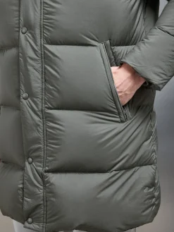 Goose Down Mid Length Jacket - Olive